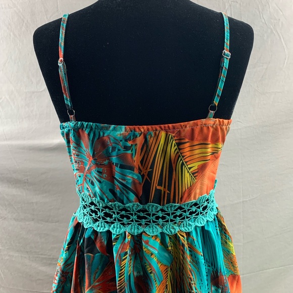 Boho Tropical Print Lace Insert Maxi Dress - Picture 10 of 10